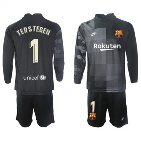 Billiga Fotbollströjor FC Barcelona Målvakt Ter Stegen 1 Barn Borta tröja 2021/22 Långärmad